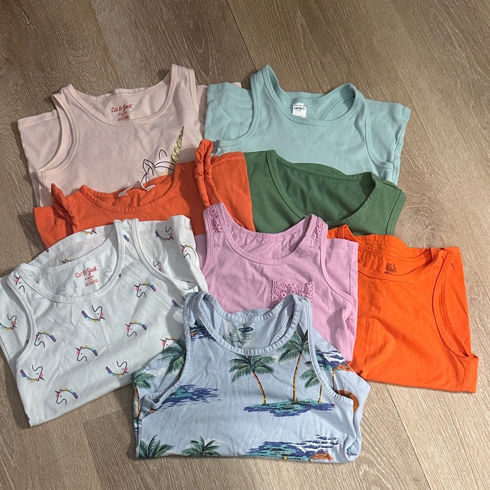 Multiples Kids Tank Tops - Orange, Green, Pink, Blue